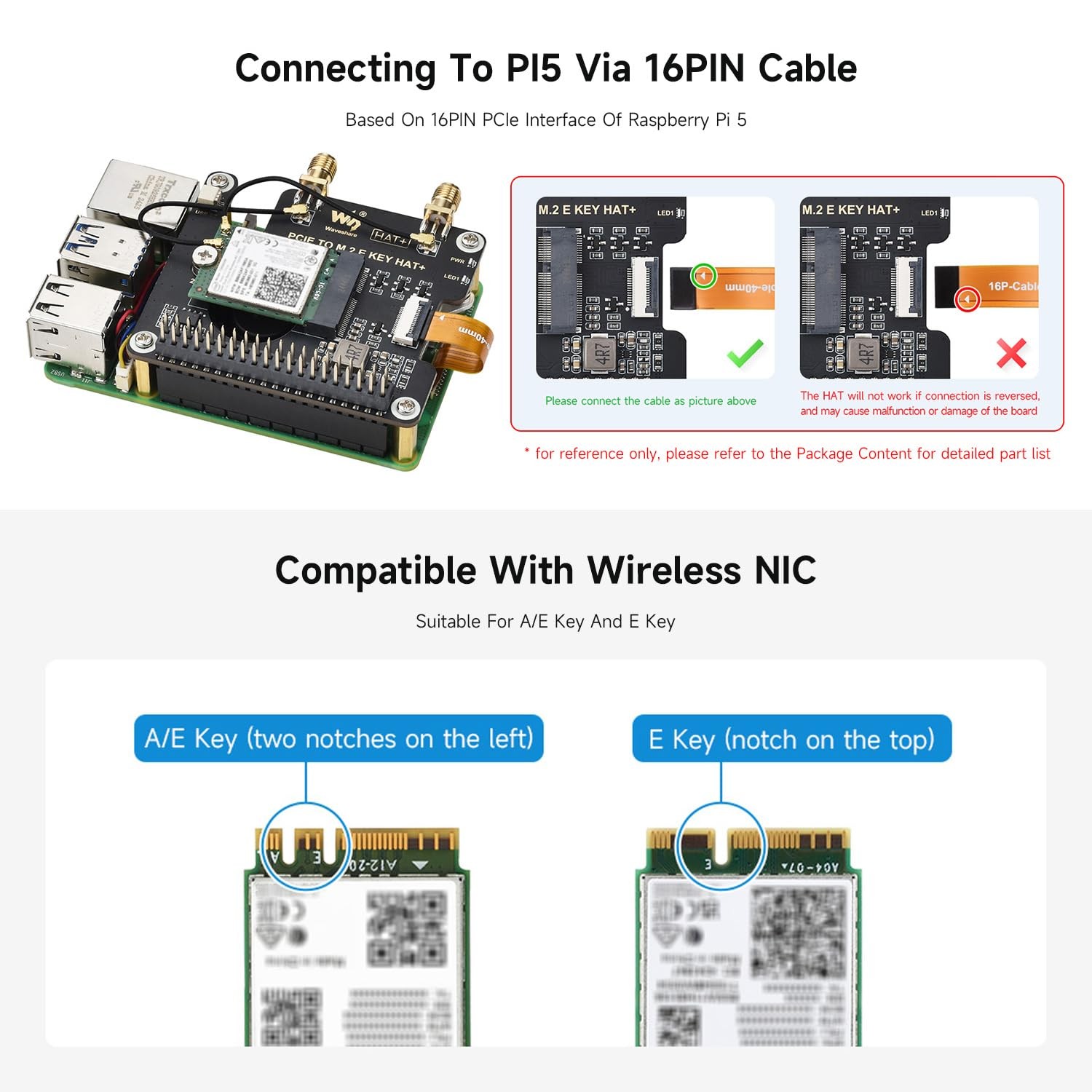 Adaptateur M.2 E Key Raspberry Pi 5 HAT PCIe pour ajouter du Wi-Fi haut débit - 4