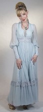 Vintage Gunne Sax Romantic Prairie Ice Blue Lace Dress XS Small Size 7