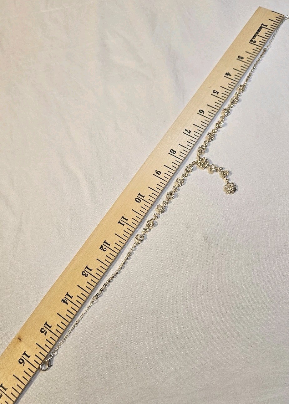 16" Statement Sparkle Silvertone Clear Rhinestone… - image 5