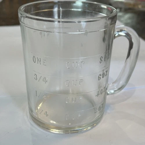 Vtg Hazel Atlas Glass Measuring Cup Raised No Spout 1 Cup 8 Ounce Kitchen Tool