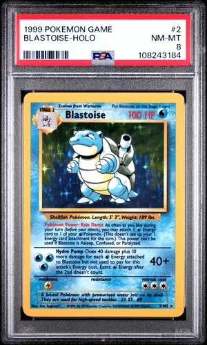 1999 Pokemon Game Blastoise-Holo #2 NM-MT PSA 8