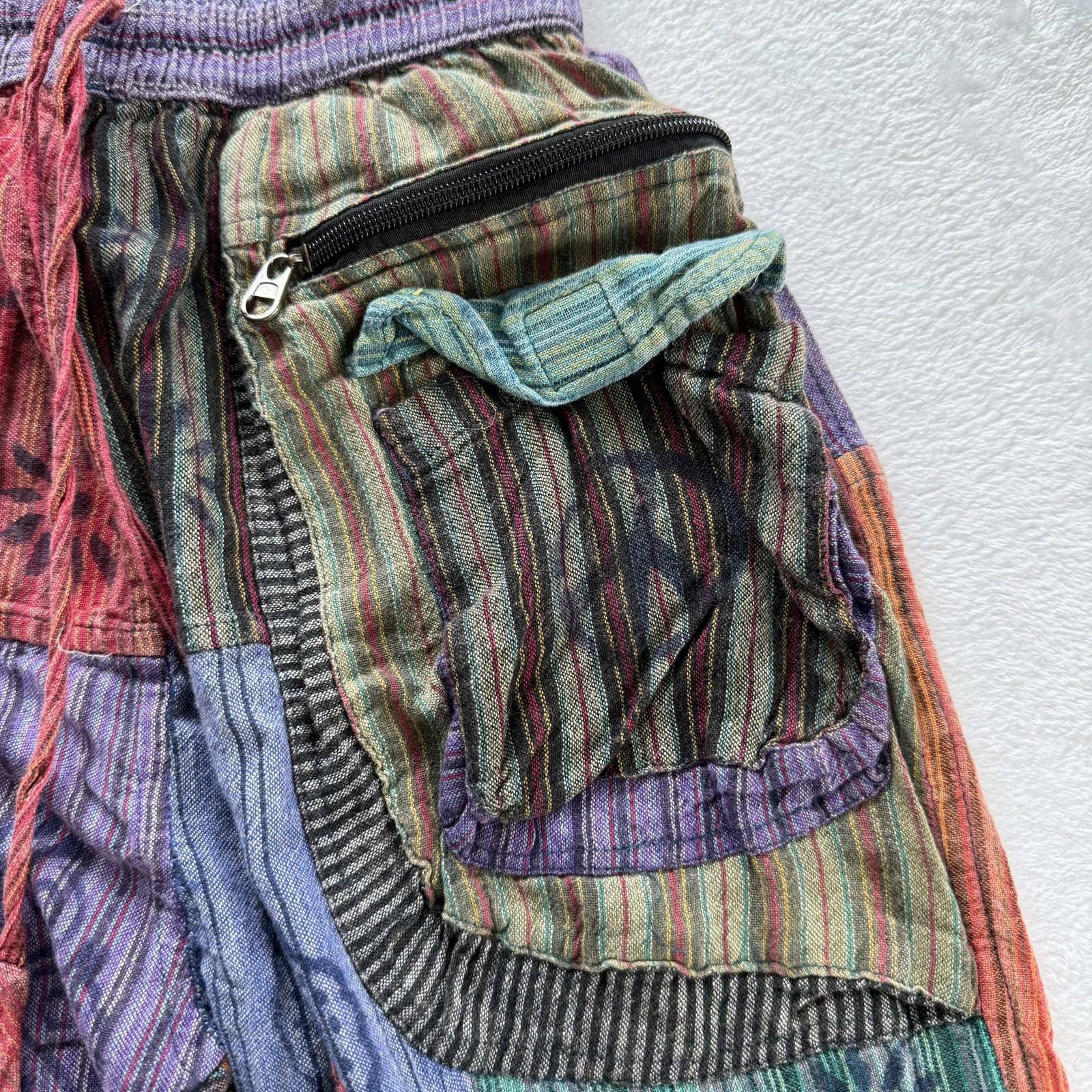 Patchwork Pants Women Small Multicolor Striped Ca… - image 3