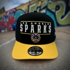 New Era LA Sparks 9FIFTY Snapback Hat Cap Black Yellow Script Logo WNBA NWT