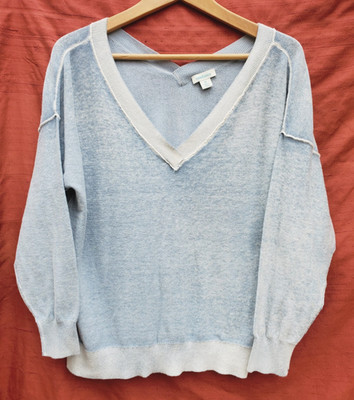 SUNDANCE womens blue  cotton size Extra LARGE pullover v-neck sweater Normcore