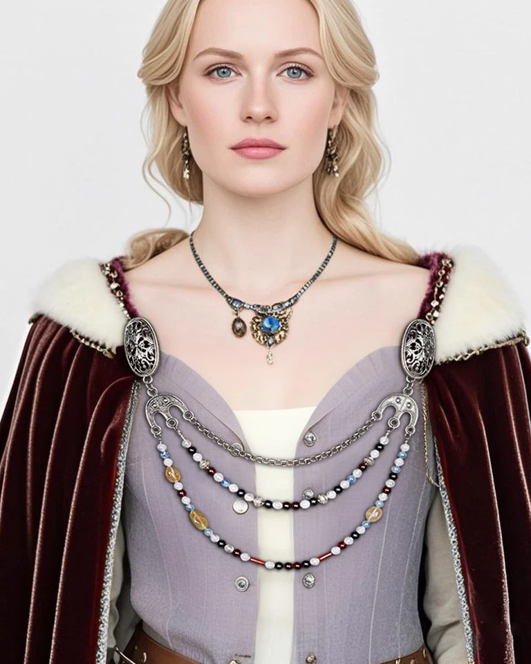 Broche Delantal Vikingo L'VOW Broches con Cierre de Capa con Cadena de Cuentas para Cospl... Foto 4 de 4