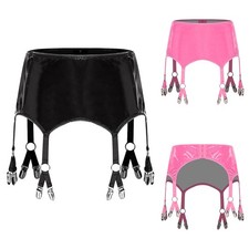 Women Latex Leather Garter Belt Skirts Babydoll Miniskirt Lingerie Clubwear PU