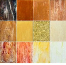 12 Sheets Mixed Amber Stained Glass Sheets, 4 X 6 Inch Stained Glass Supplies Mo