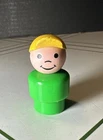 Vintage Fisher-Price Little People Green Body Boy Yellow Cap Rare