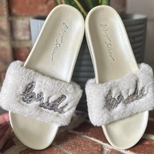 Bachelorette Bride Slide Sandals by Betsey Johnson Size 7/8 Bridal Wedding