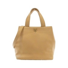 Chanel Calf Leather Bag Women Beige One Size