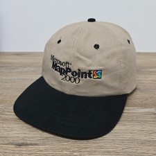 Vintage Microsoft Map Point 2000 Y2k Beige Strapback Adjustable OSFA Bill Gates