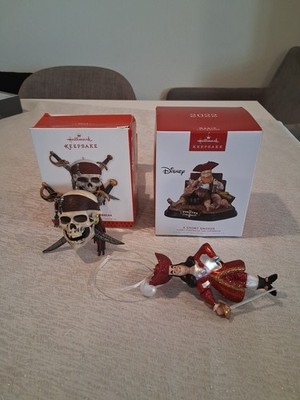 Disney Hallmark Keepsake Ornament Lot - Pirates of the Caribbean & Captain Hook