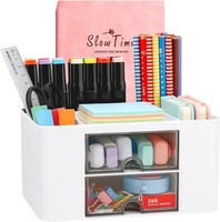 Schreibtisch Organizer Kunststoff Weiß 6 FäCher Mit Schublade Stifthalter BüRo
