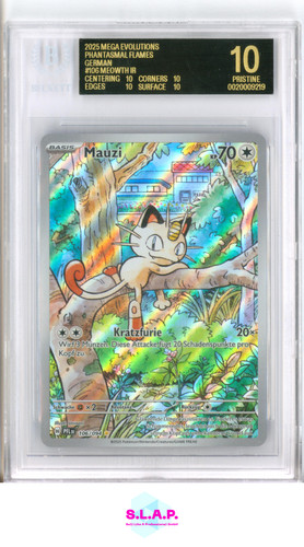 MEOWTH IR 2025 POKEMON PHANTASMAL FLAMES BLACK LABEL GERMAN 106 BGS 10.0
