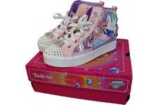 Skechers Twinkle Toes Unicorn Light Up Trainers Glitter Pink UK Size 13.5