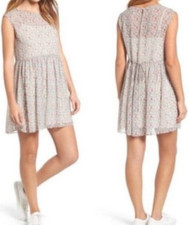 Madewell Sharon Tie Back Dress Small Shadowpetal Floral Chiffon Lined Oversized