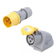 Image of Deligo 110V 32A 2P+E Yellow Industrial Plug & Surface Socket IP44