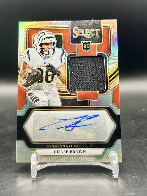 2023 Panini Select Chase Brown RPA Rookie Patch Auto Bengals RC Autograph /199