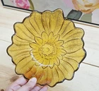 Vintage Indiana Amber Yellow Sunflower Bowl Candy Dish 7" Depression Glass Fall