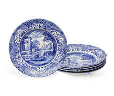 Set of 4 Spode Blue Italian Soup Plates 9'' Brand New