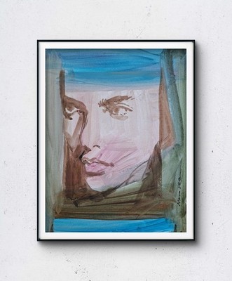 Gemälde Moderne Kunst 24x30 Malerei Acryl Bild Model Portrait auf Canvas Board