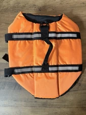 Small Dog Life Jacket – High Visibility Orange – Adjustable Straps – Size S