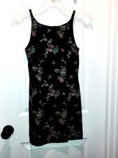 Mini Dress - Black with Floral Pattern