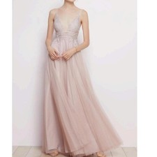 Watters Bridesmaids Aria Lace V-Neck Tulle Gown 6603-Brielle in Blush New Sz 4