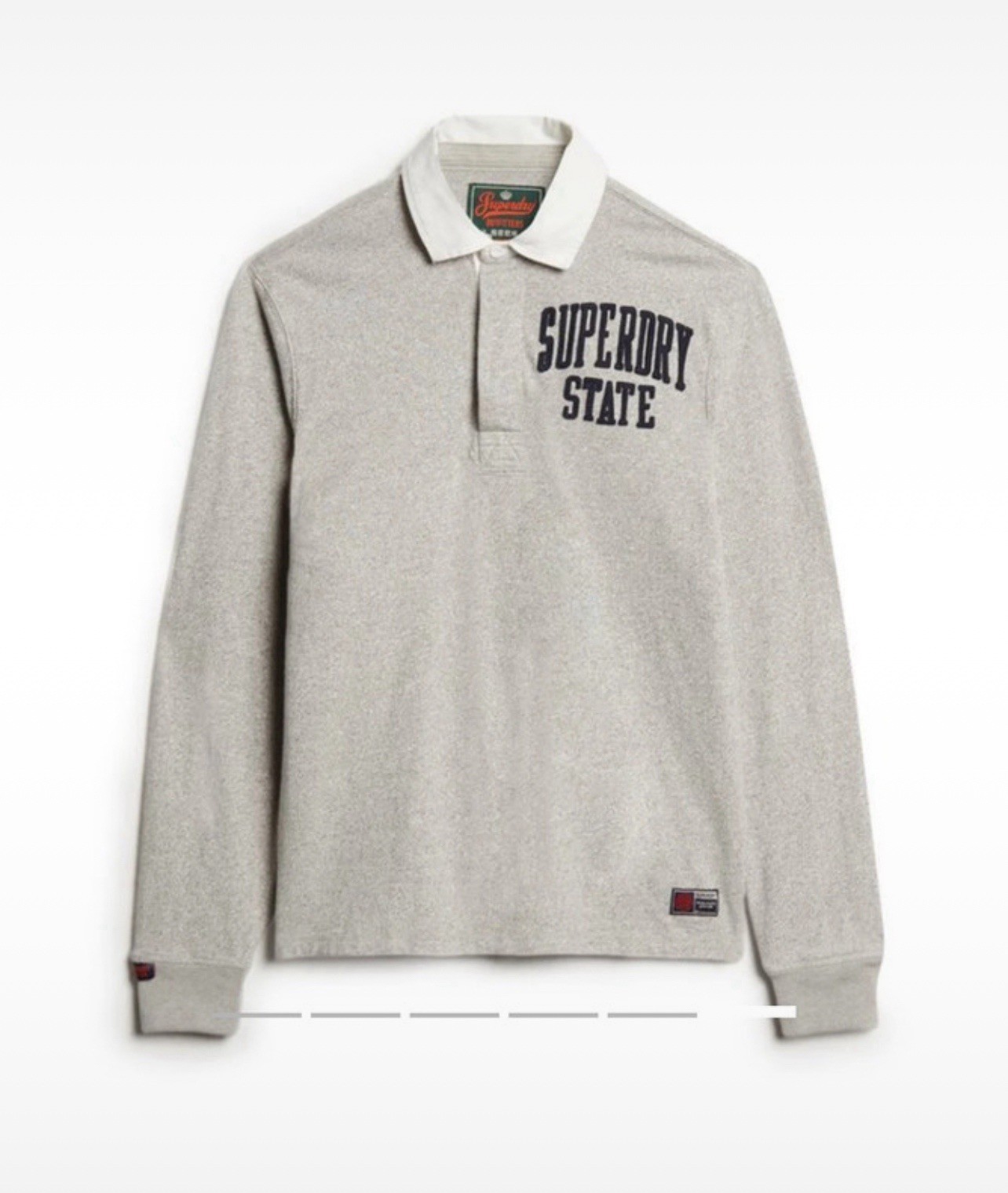 Superdry Men’s Athletic Rugby Long Sleeve Pullover Collared Top Grey, Small, New
