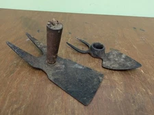 Two Primitive Rustic Grub Hoe Mallet Pick Garden Tool Heads