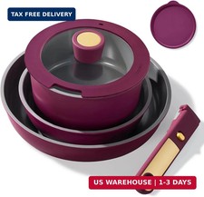 CAROTE Ceramic Pots and Pans Set, Nonstick Cookware Set Detachable Handle, 6pcs