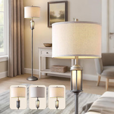 65'' Industrial Floor Lamp for Living Room with 2 Light Sources | Modern Metal T