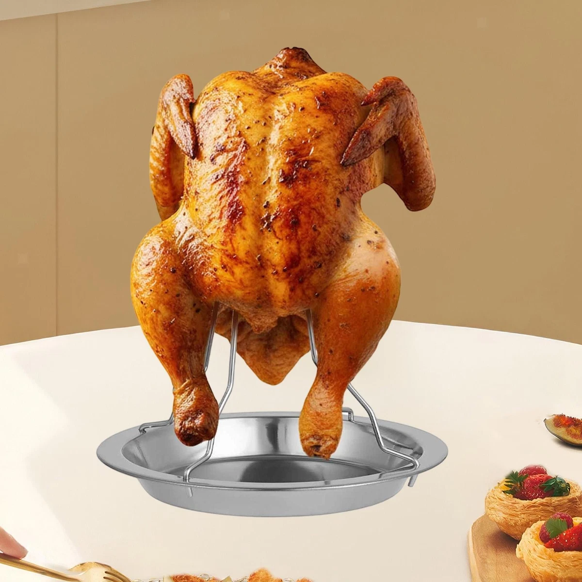 Beer Can Chicken Grill Oven Smoker's Sturdy Stainless Steel Beer Chicken Stand Is Easy To Use And Clean For The Whole Roast Chicken New