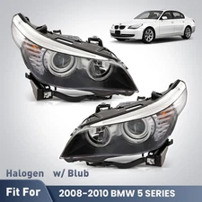 Pair Halogen Headlight For BMW 5 SERIES 2008 2009 2010 With Bulb Left and Right