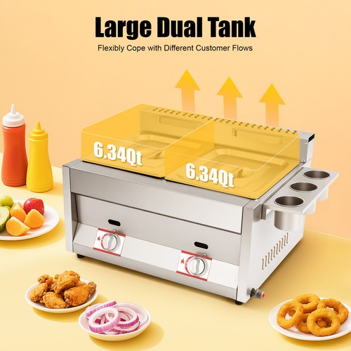 Gas Deep Fryer with Basket and Lid Commercial Deep Fryer Stainless Deep Fryer