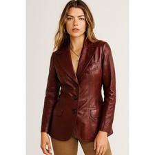 VTG 70s Jacket Oxblood Burgundy 100 Leather Korea Size 7 Retro Boho Chic