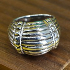 Size 7.25, vintage Mexico sterling silver handmade ring, 925 ribbed band