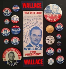 1968 GEORGE WALLACE PRESIDENTIAL / POLITICAL Pinback Pins Buttons Coin Brochure