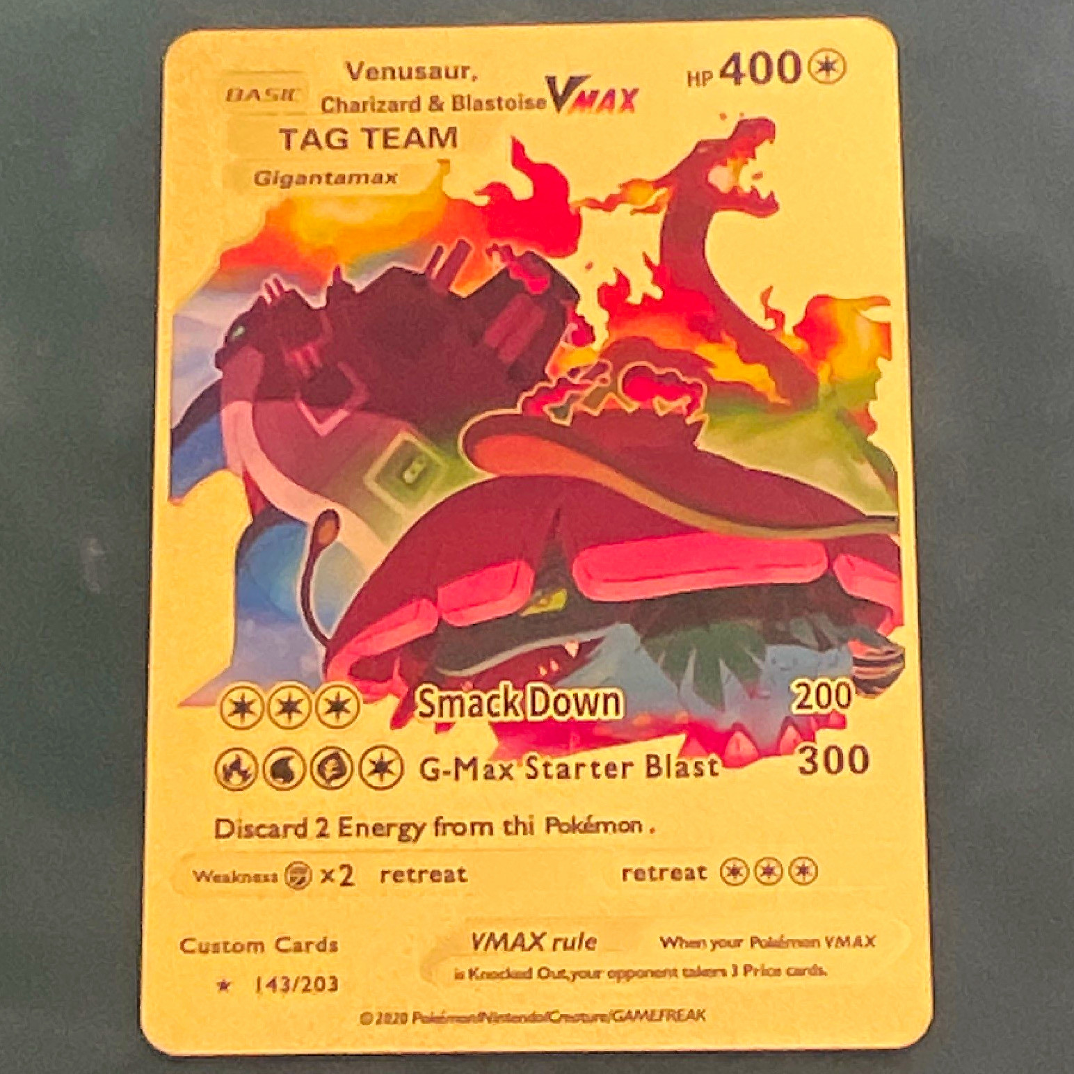 Pokemon Venusaur Charizard Blastoise VMAX Custom Foil 143/203 400HP