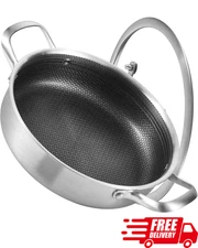 10” 3QT Stainless Steel Nonstick Sauté Pan with Lid - Induction & Oven Safe