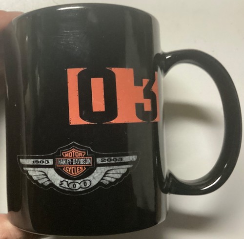 Harley Davidson 1903-2003 100th Anniversary Black Ceramic Mug USED Rare