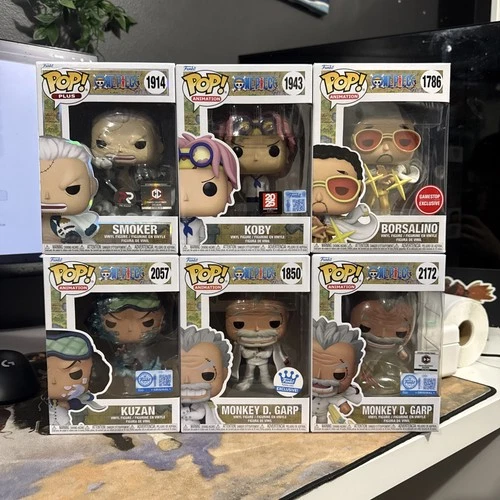 Funko Pop One Piece Marine  Lot Of 6 Kuzan , Borsalino , Garp , Koby And Smoker