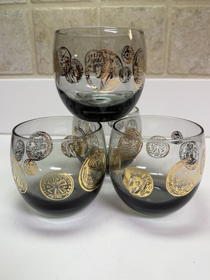 Federal Glass Roly Poly Roman Coins-Set of 4