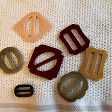 Funky Lot of 7 Vintage Bakelite Plastic Belt Buckles or Scarf Clips