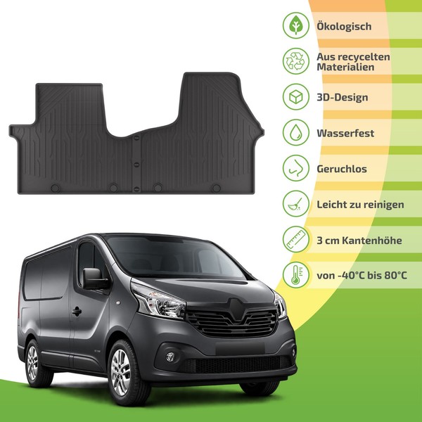GummifußMatten Fussmatten Eco Friendly FüR Renault Trafic Ab 2014-image