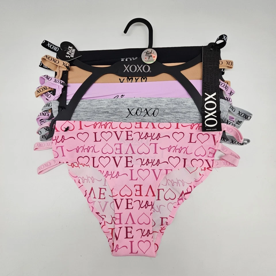 Paquete de 5 bikini XOXO para mujer S M L XL microfibra correas laterales negro beige púrpura Foto 2 de 4