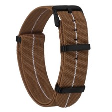 Elastic Nylon Watch Band 20mm Waterproof One Piece Watch Strap, Brown/White