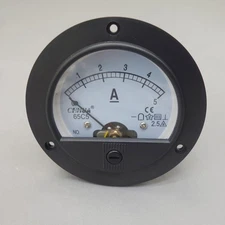 DC 0-5A Round Analog Ammeter Panel AMP Current 65 Meter Dia. 90mm Direct Connect