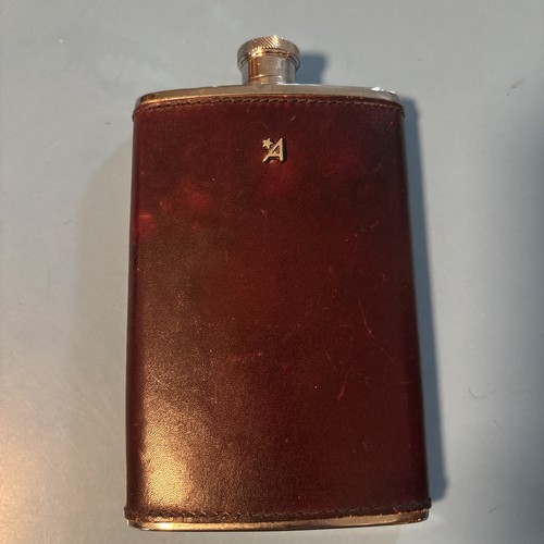 8oz Flask Leather Wrapped Stainless Steel - Made in England