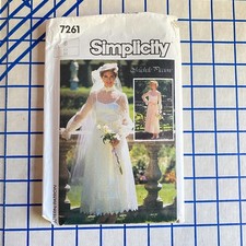 Uncut 1980s Wedding Dress Bridesmaid Pattern Size 6 Simplicity 7261